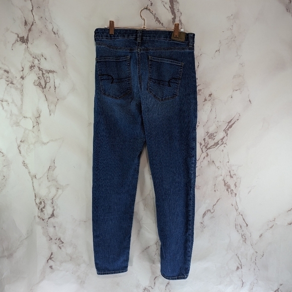 American Eagle Jeans Women 12 Regular High Rise Jegging Skinny Whiskering Medium - Picture 1 of 10
